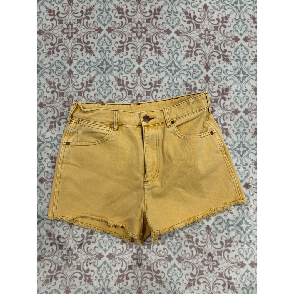 Billabong x Wrangler Mustard Yellow High Waisted Cut Off Denim Shorts Size 29